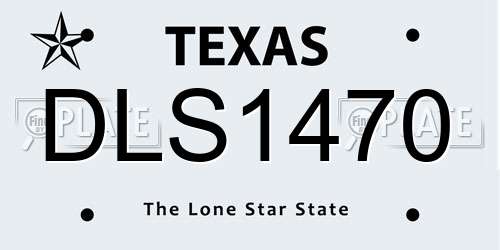 DLS1470 Texas License Plate