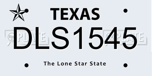 DLS1545 Texas License Plate