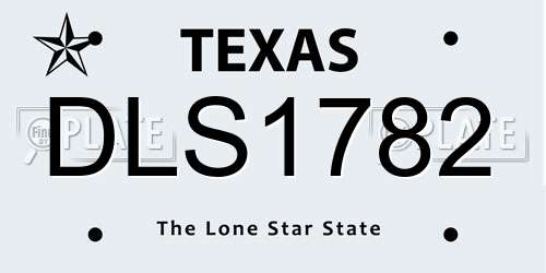 DLS1782 Texas License Plate