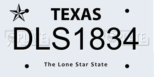 DLS1834 Texas License Plate
