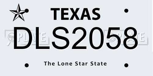 DLS2058 Texas License Plate