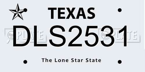 DLS2531 Texas License Plate