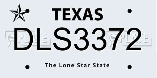 DLS3372 Texas License Plate