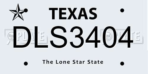 DLS3404 Texas License Plate