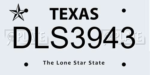DLS3943 Texas License Plate