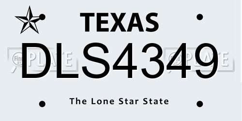 DLS4349 Texas License Plate