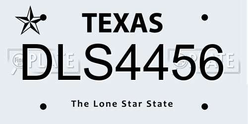 DLS4456 Texas License Plate
