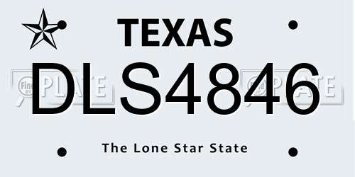DLS4846 Texas License Plate
