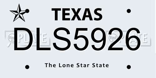 DLS5926 Texas License Plate