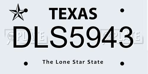 DLS5943 Texas License Plate