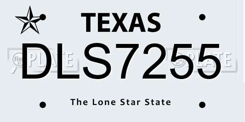 DLS7255 Texas License Plate