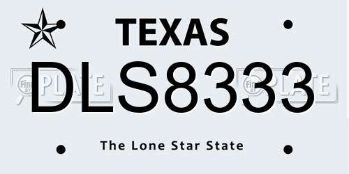 DLS8333 Texas License Plate