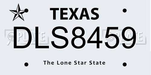 DLS8459 Texas License Plate