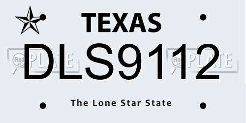 DLS9112 Texas License Plate