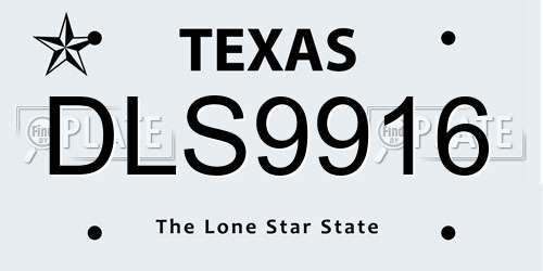DLS9916 Texas License Plate