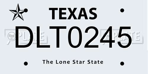 DLT0245 Texas License Plate