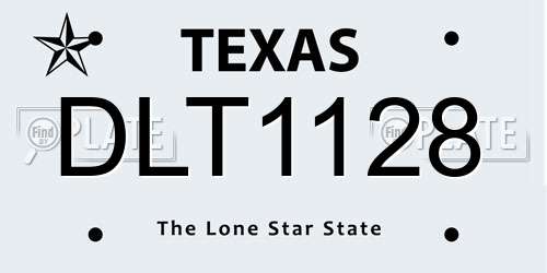 DLT1128 Texas License Plate