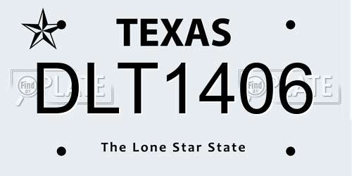 DLT1406 Texas License Plate
