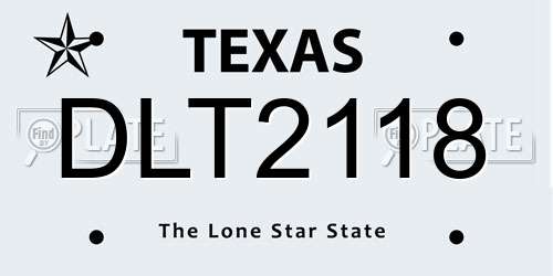 DLT2118 Texas License Plate