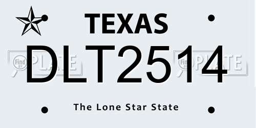 DLT2514 Texas License Plate