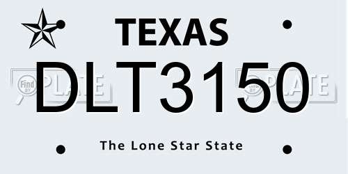 DLT3150 Texas License Plate