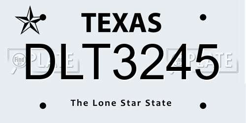 DLT3245 Texas License Plate