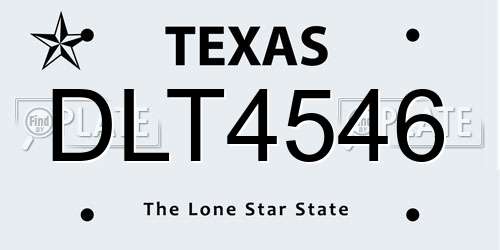 DLT4546 Texas License Plate
