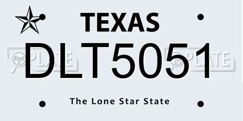 DLT5051 Texas License Plate