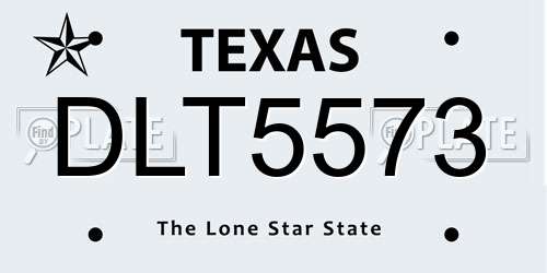 DLT5573 Texas License Plate