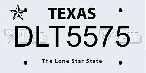 DLT5575 Texas License Plate