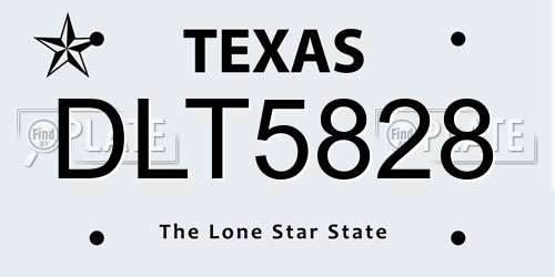 DLT5828 Texas License Plate