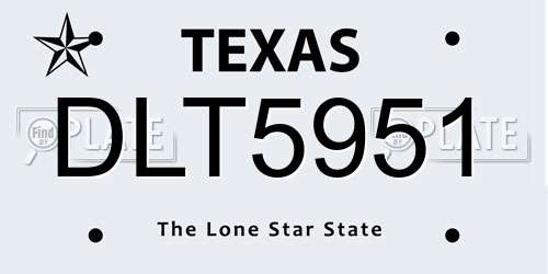 DLT5951 Texas License Plate