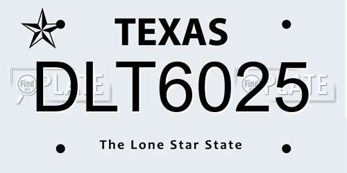 DLT6025 Texas License Plate