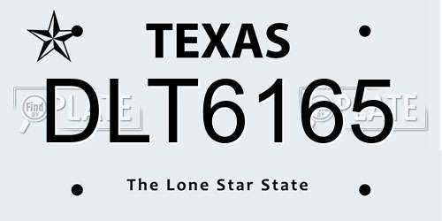 DLT6165 Texas License Plate
