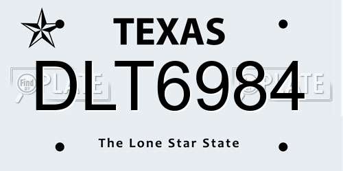 DLT6984 Texas License Plate