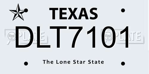 DLT7101 Texas License Plate
