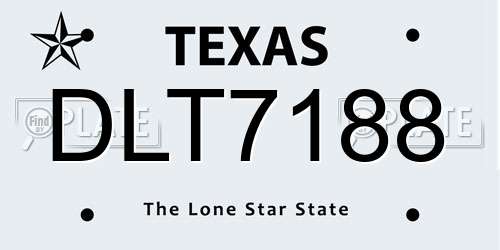DLT7188 Texas License Plate