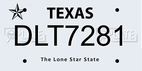 DLT7281 Texas License Plate