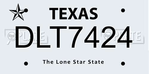 DLT7424 Texas License Plate