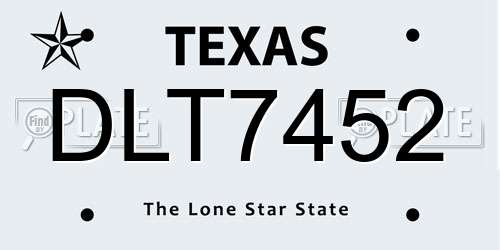 DLT7452 Texas License Plate