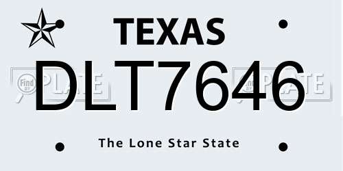 DLT7646 Texas License Plate