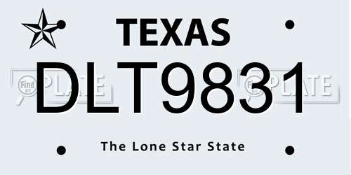 DLT9831 Texas License Plate