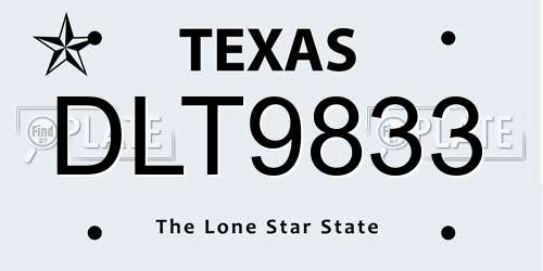 DLT9833 Texas License Plate