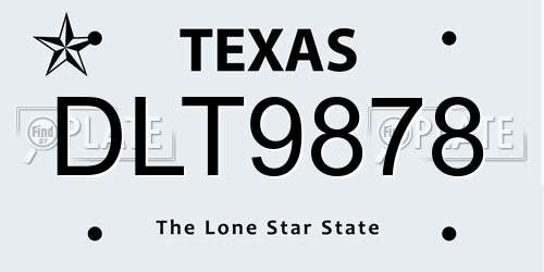 DLT9878 Texas License Plate