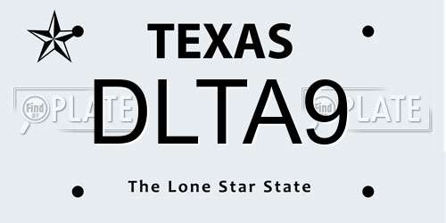 DLTA9 Texas License Plate