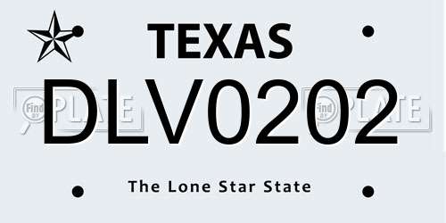 DLV0202 Texas License Plate