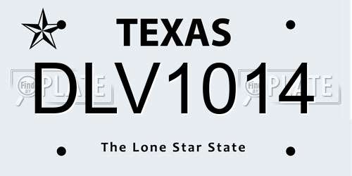 DLV1014 Texas License Plate