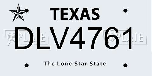 DLV4761 Texas License Plate