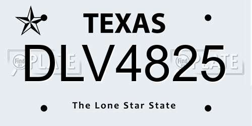 DLV4825 Texas License Plate