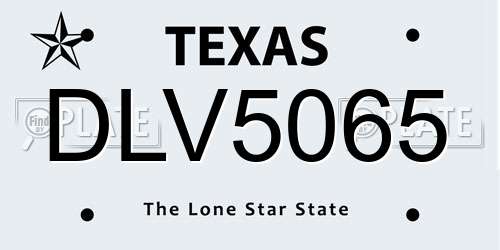 DLV5065 Texas License Plate